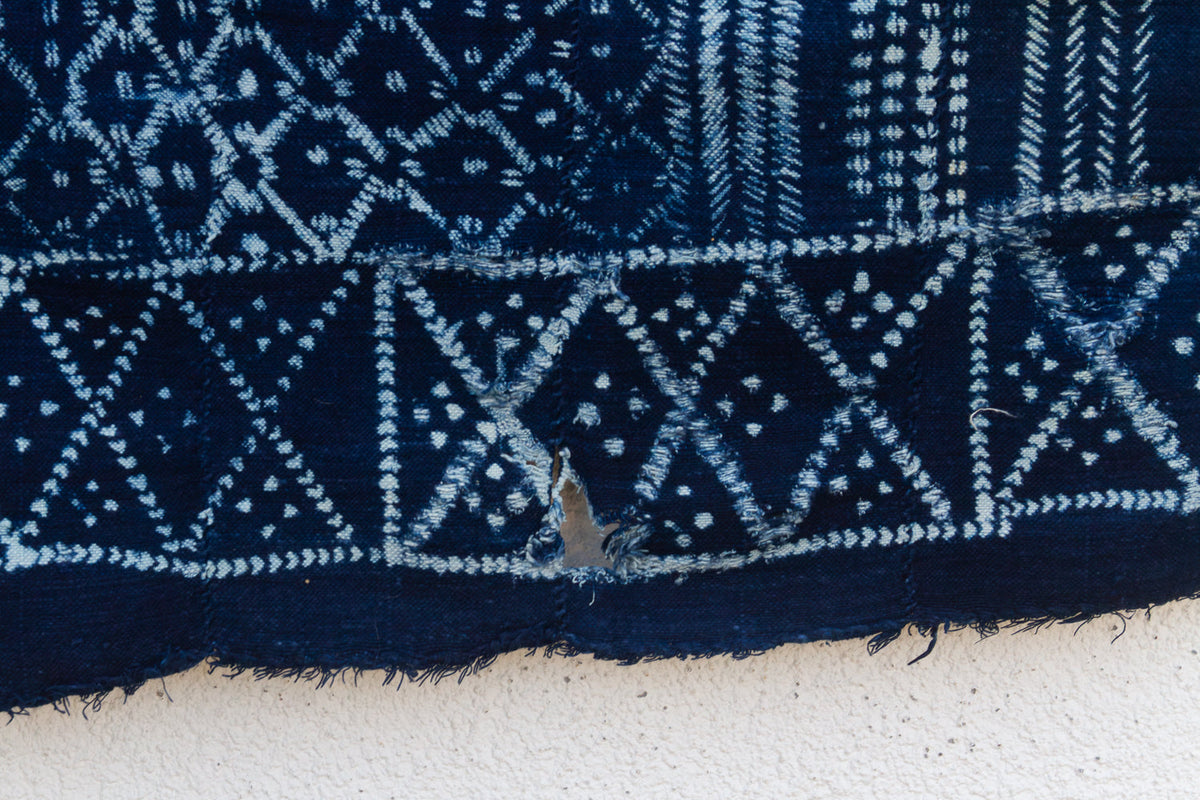 Diamond Lattice Indigo Mud Cloth Throw
