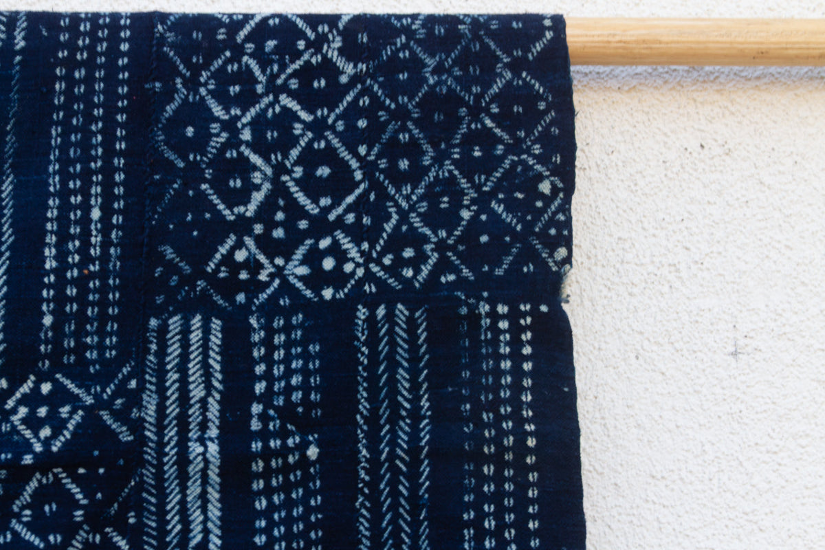 Diamond Lattice Indigo Mud Cloth Throw