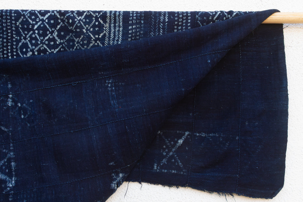 Diamond Lattice Indigo Mud Cloth Throw