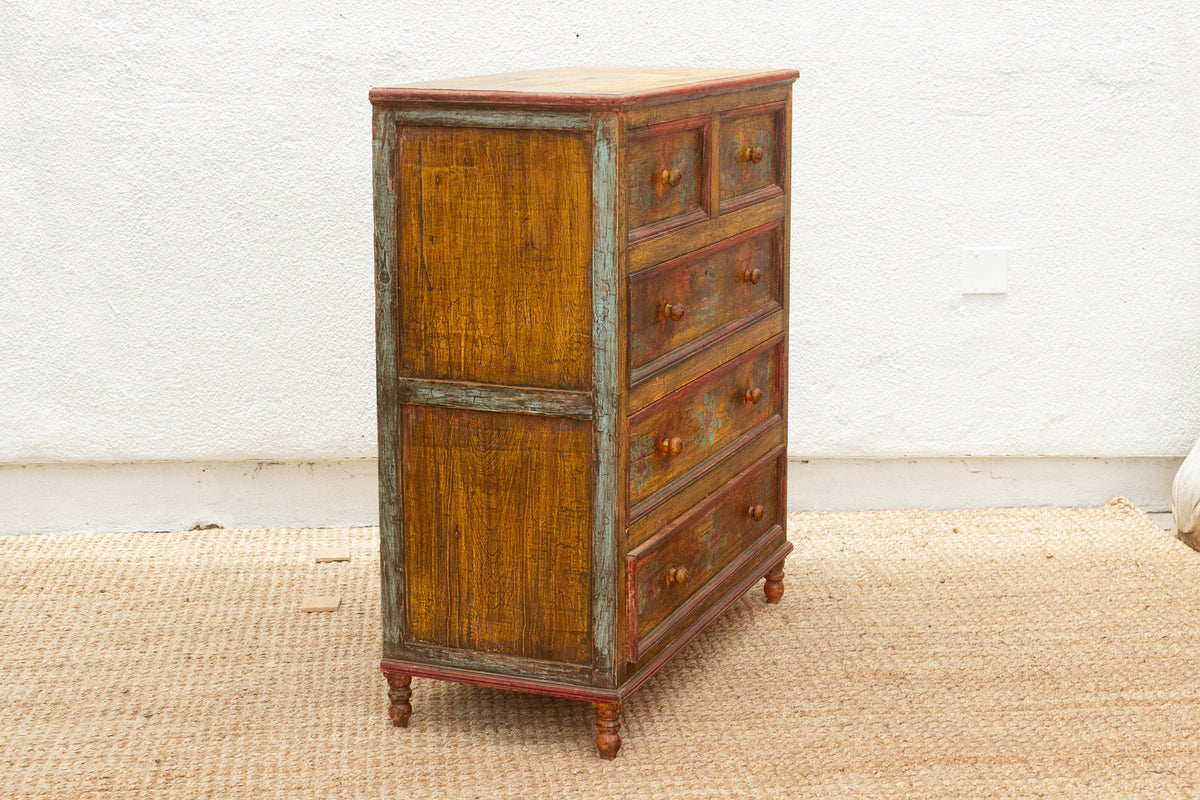 Marigold Bloom, Vintage Indian Chest of Drawers