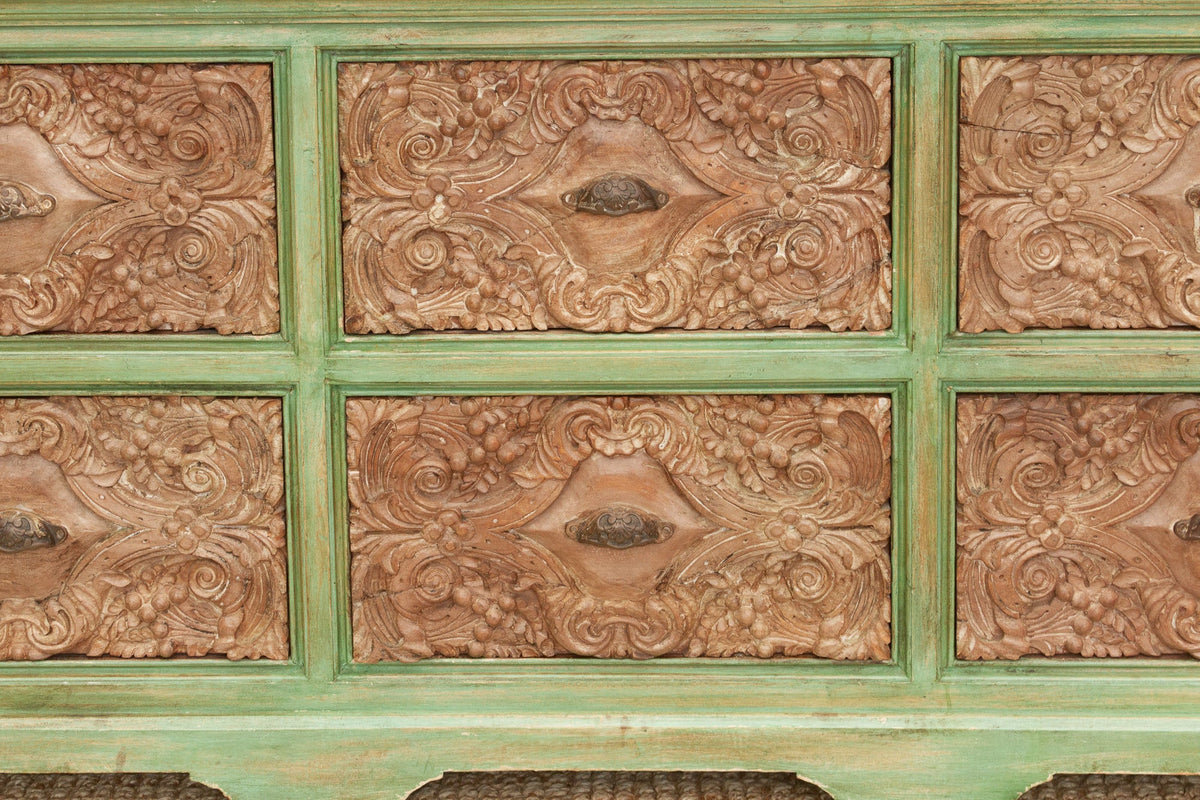 Long Verandah Carved & Painted Rustic Dresser