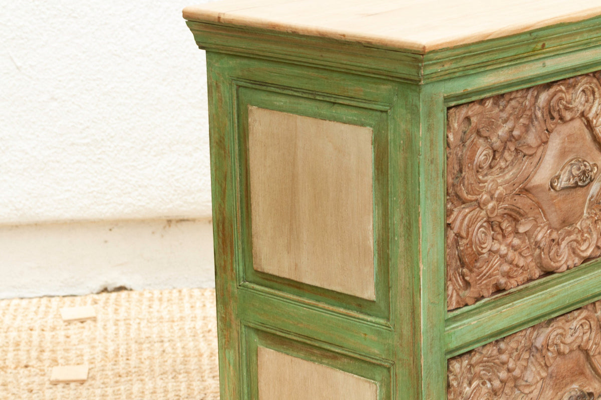 Long Verandah Carved & Painted Rustic Dresser