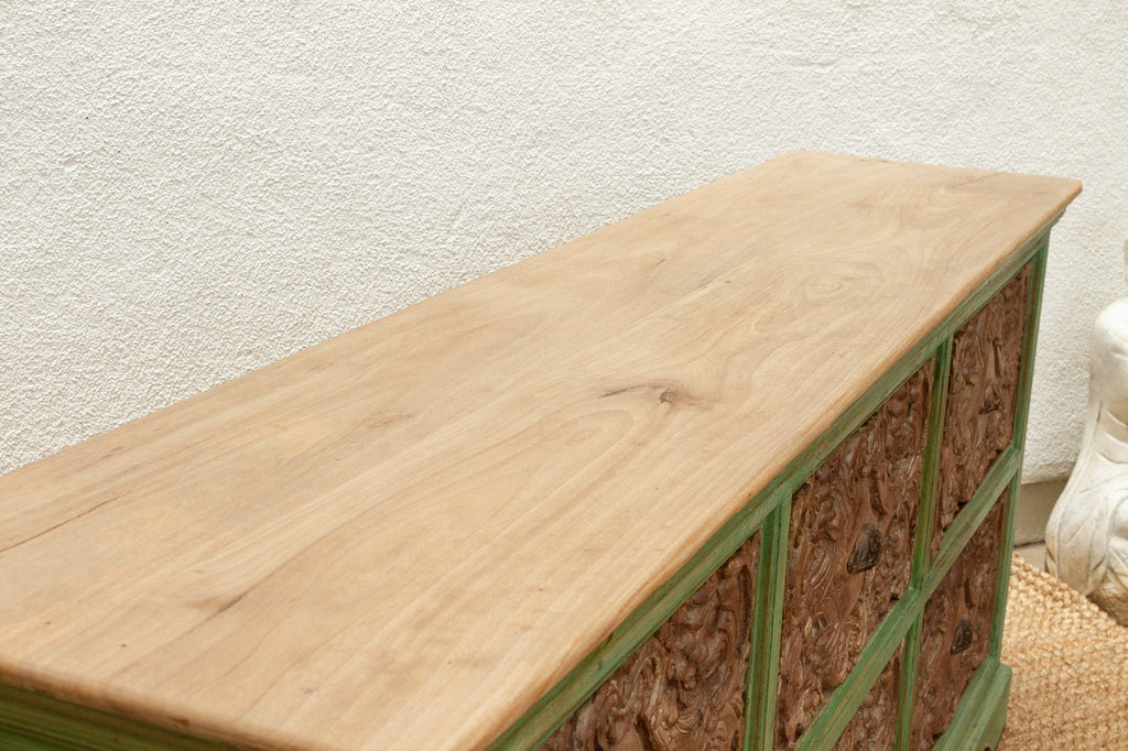Long Verandah Carved & Painted Rustic Dresser