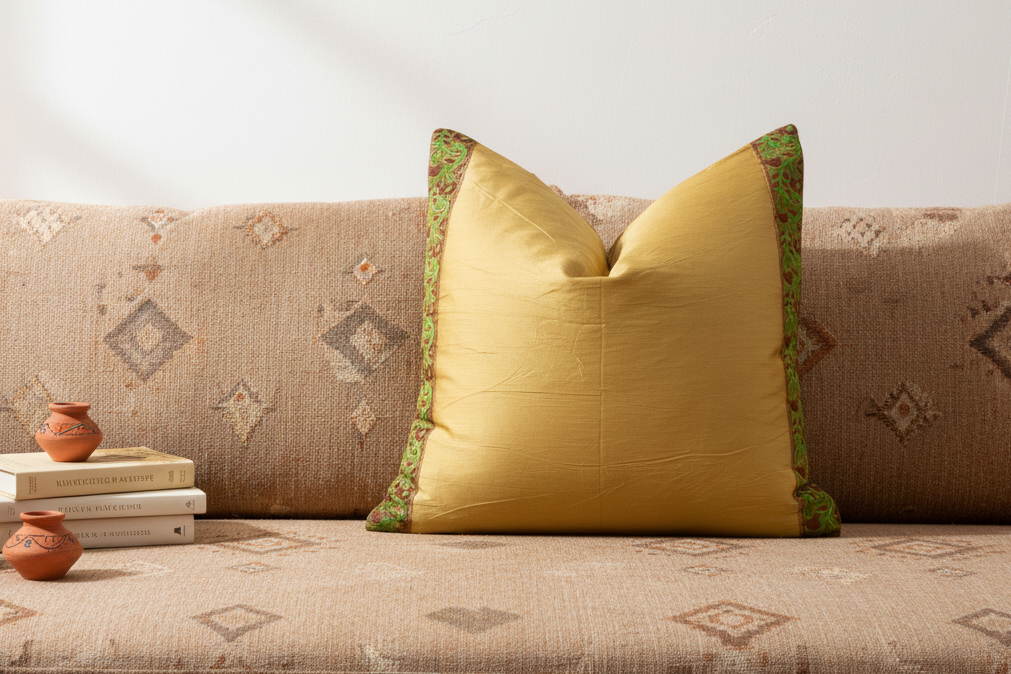 Arabian Gold Festive Silk Euro Pillow Cover