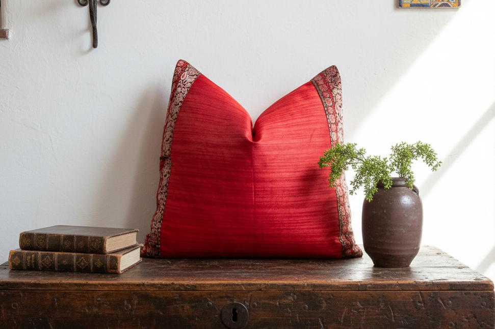 Sangria Festive Silk Euro Pillow Cover
