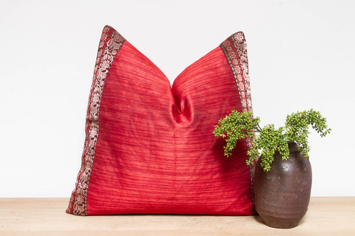 Sangria Festive Silk Euro Pillow Cover