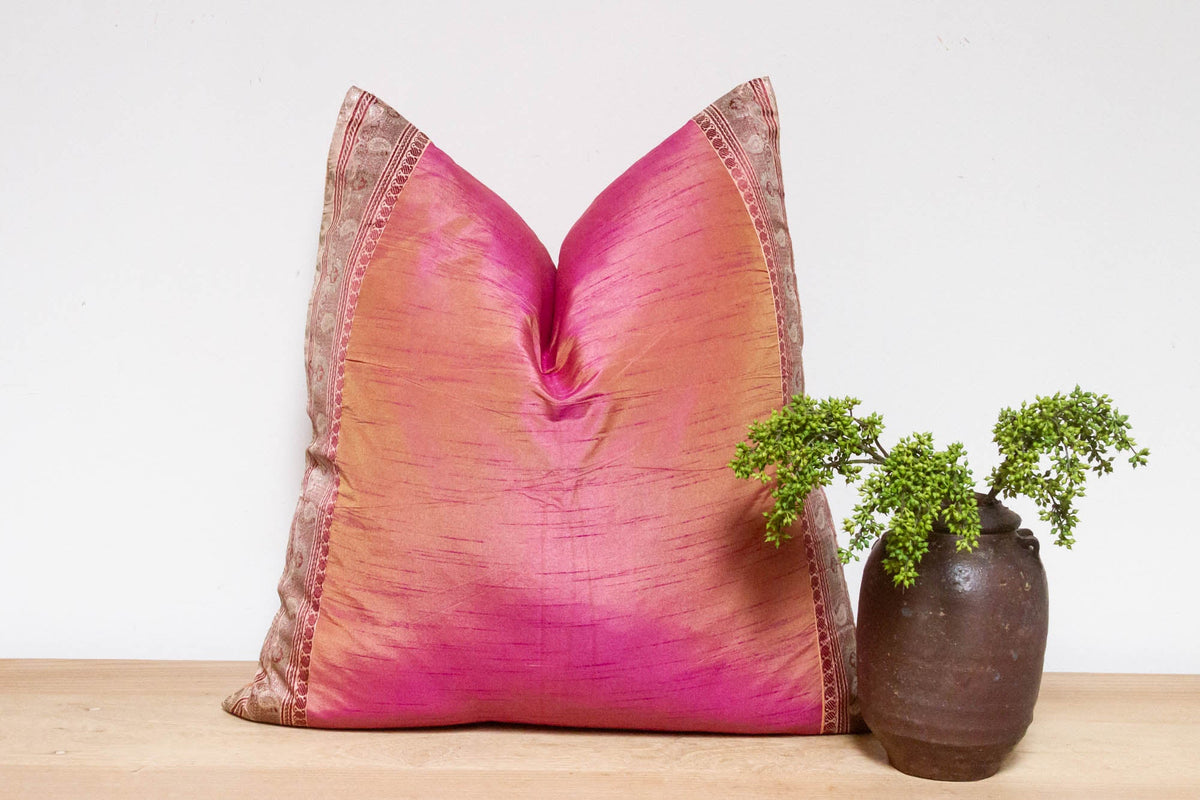 Mauve Taupe Festive Silk Euro Pillow Cover