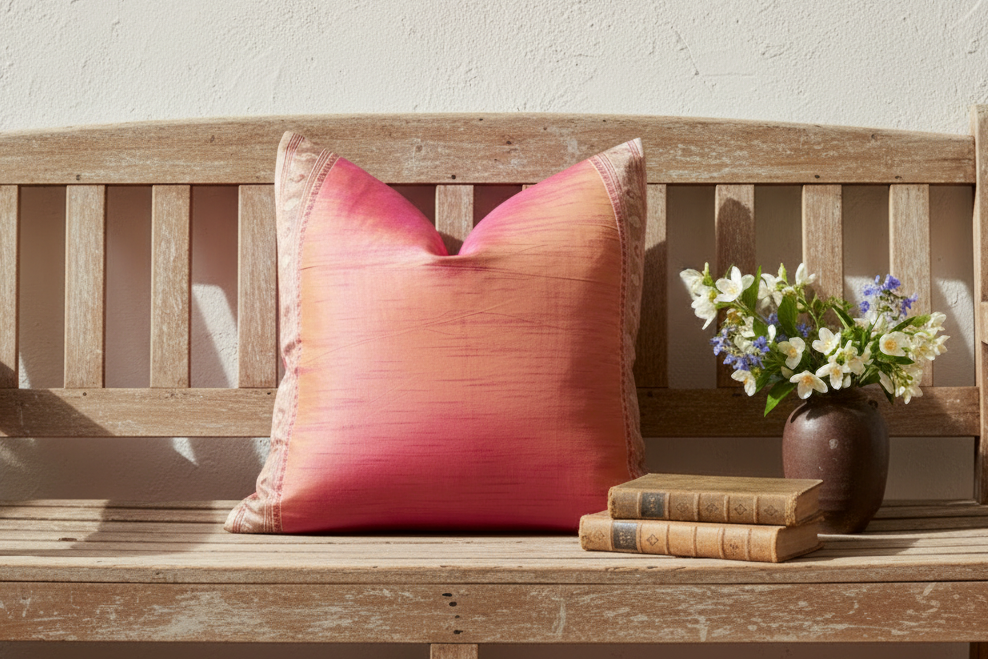 Mauve Taupe Festive Silk Euro Pillow Cover