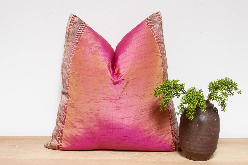 Mauve Taupe Festive Silk Euro Pillow Cover
