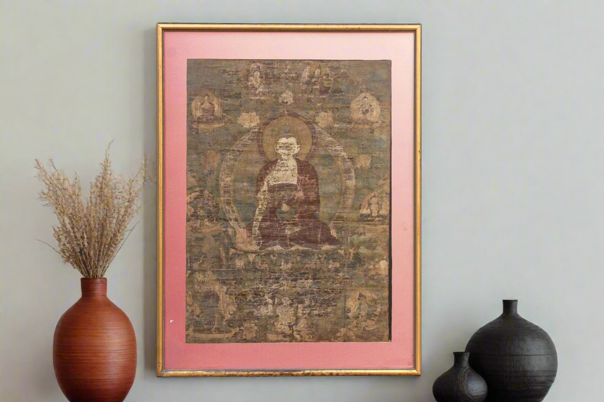 Antique Tibetan ThangKa of Serene Buddha