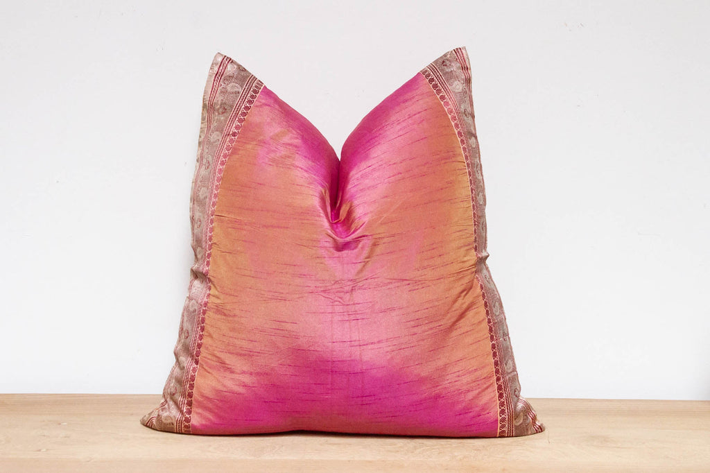 Mauve Taupe Festive Silk Euro Pillow Cover