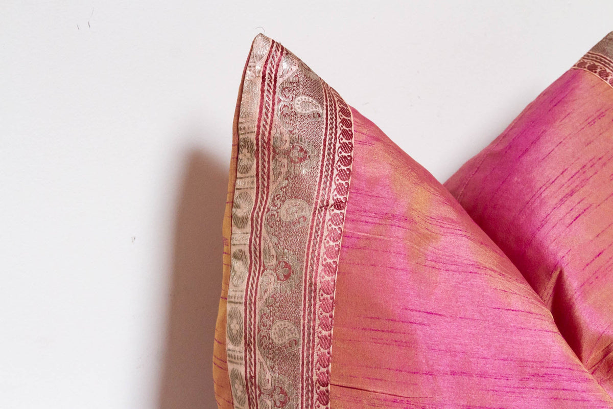 Mauve Taupe Festive Silk Euro Pillow Cover