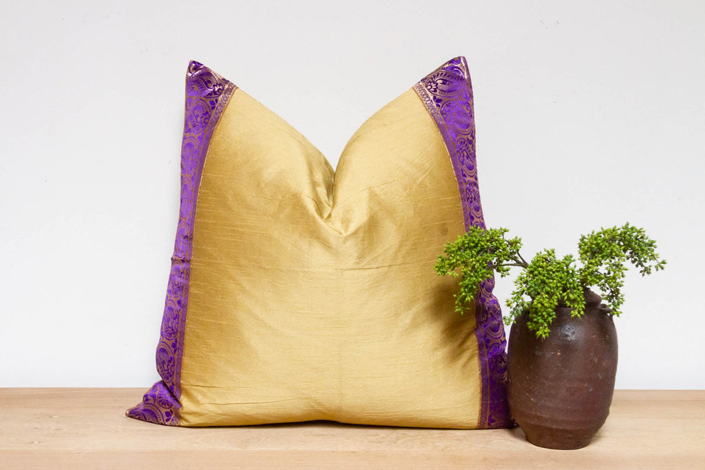 Surya Gold Festive Silk Euro Pillow Cover