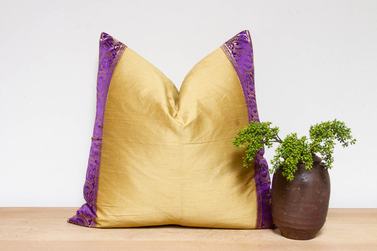 Surya Gold Festive Silk Euro Pillow Cover