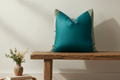 Teal Festive Silk Euro Pillow Cover