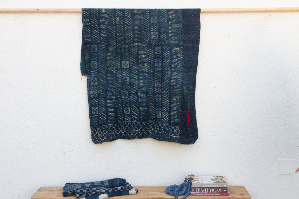 Ancestral Hearth Indigo Mud Cloth Throw