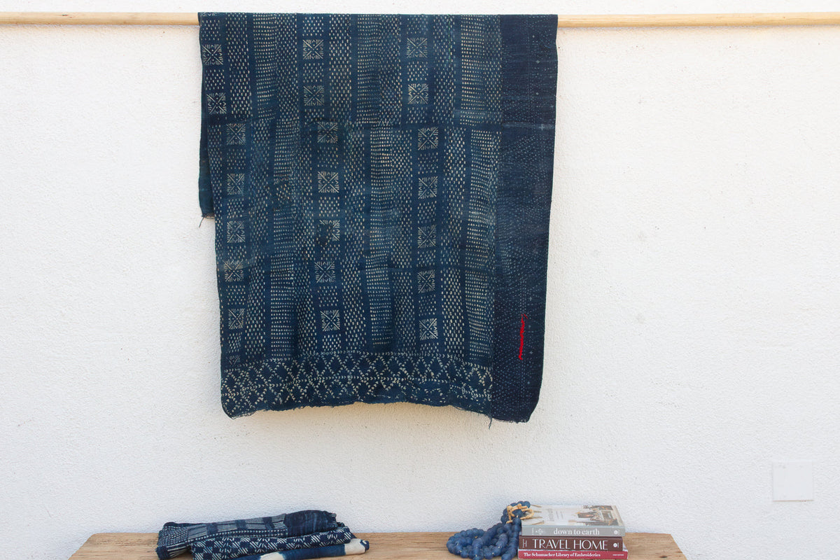 Ancestral Hearth Indigo Mud Cloth Throw