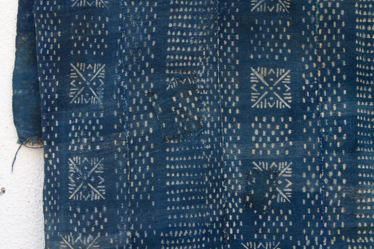 Ancestral Hearth Indigo Mud Cloth Throw