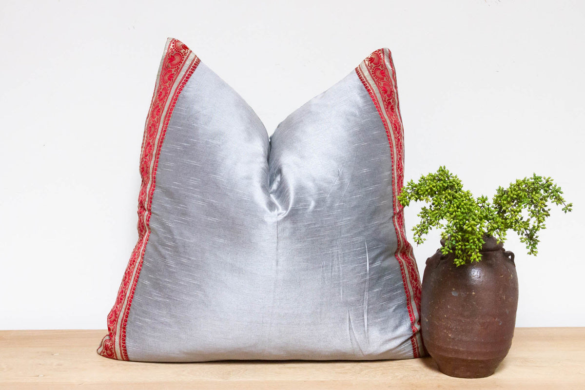 Modern Gray Festive Silk Euro Pillow Cover