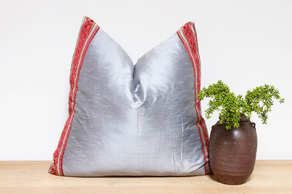 Modern Gray Festive Silk Euro Pillow Cover