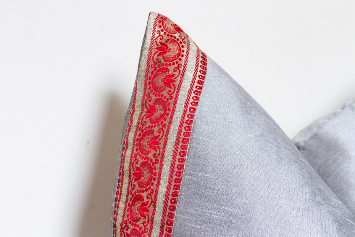 Modern Gray Festive Silk Euro Pillow Cover