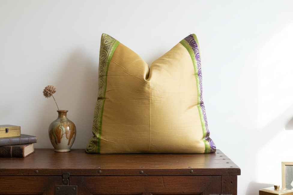 Golden Apricot Festive Silk Euro Pillow Cover