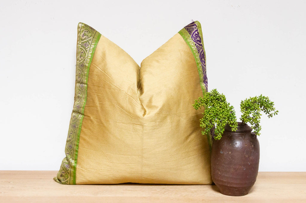 Golden Apricot Festive Silk Euro Pillow Cover