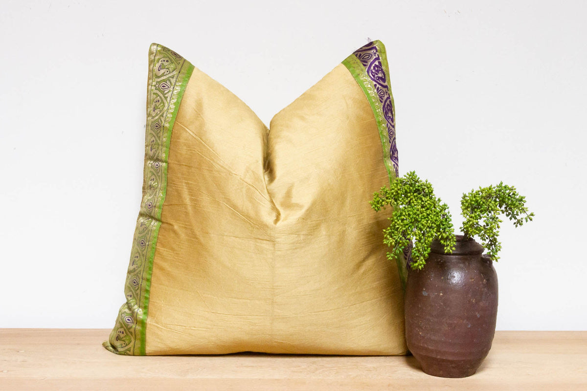 Golden Apricot Festive Silk Euro Pillow Cover