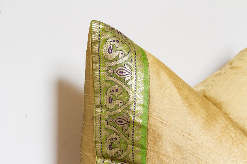 Golden Apricot Festive Silk Euro Pillow Cover