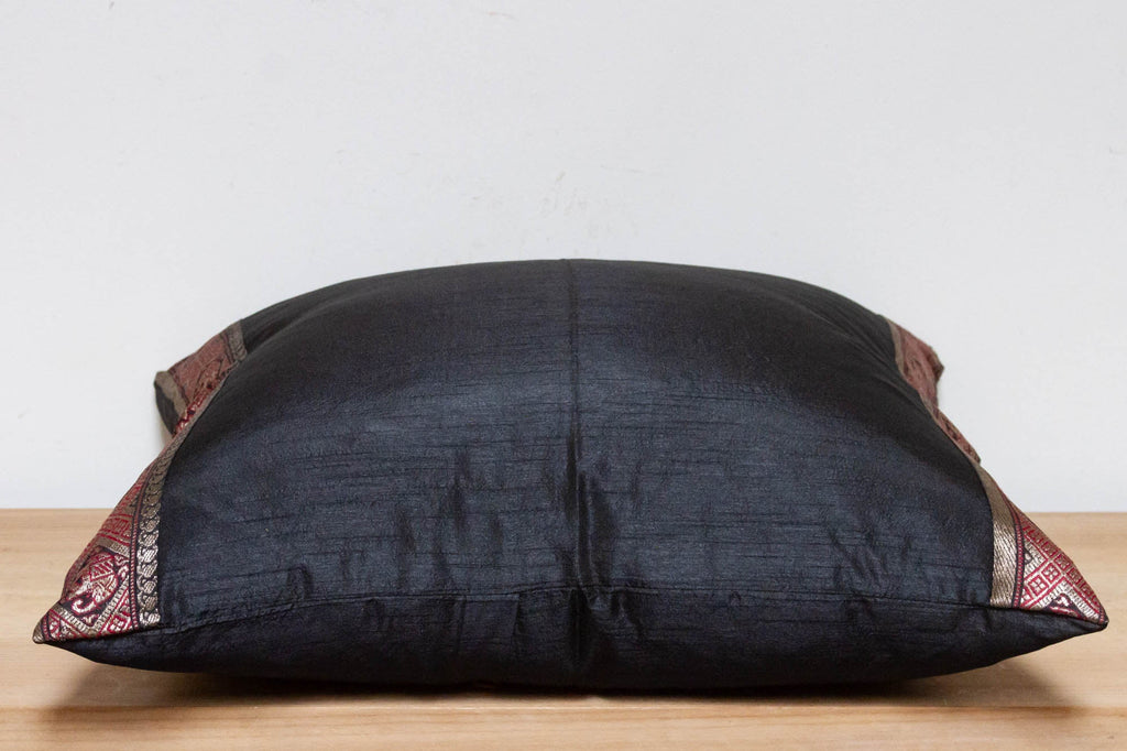 Olive Black Festive Silk Euro Pillow Cover