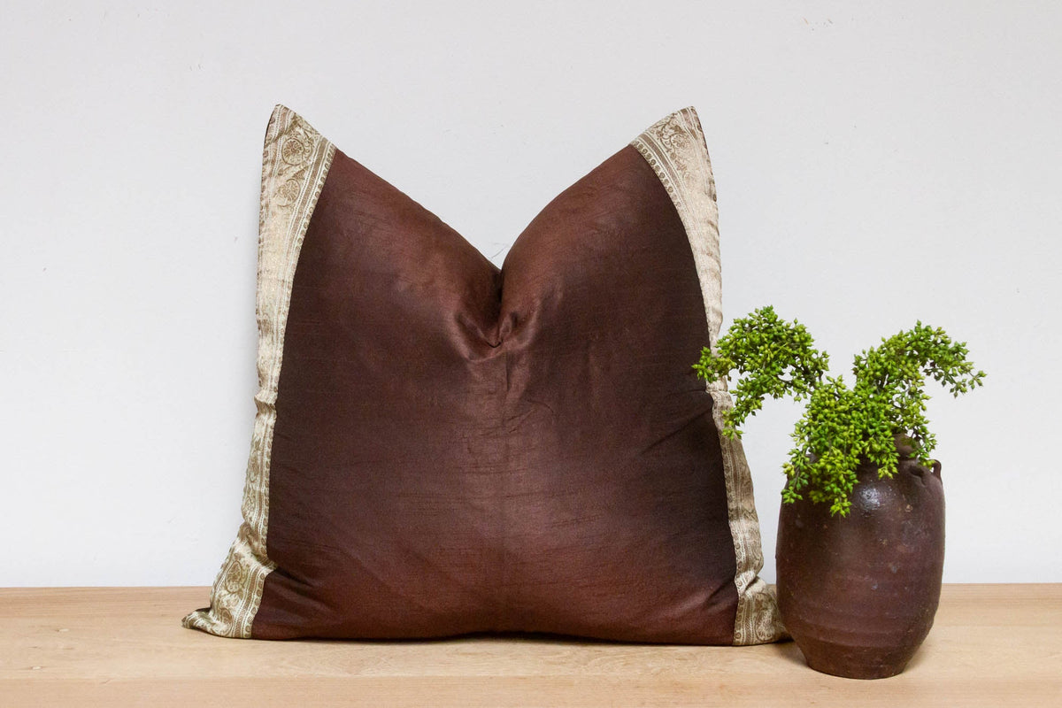 Bistre Festive Silk Euro Pillow Cover