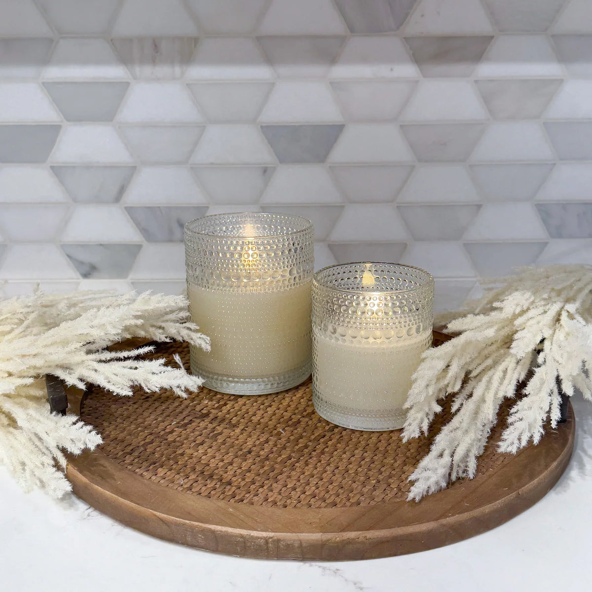 Clear Dotted Bubble Glass 3D Flame LED Candle | 2 Sizes