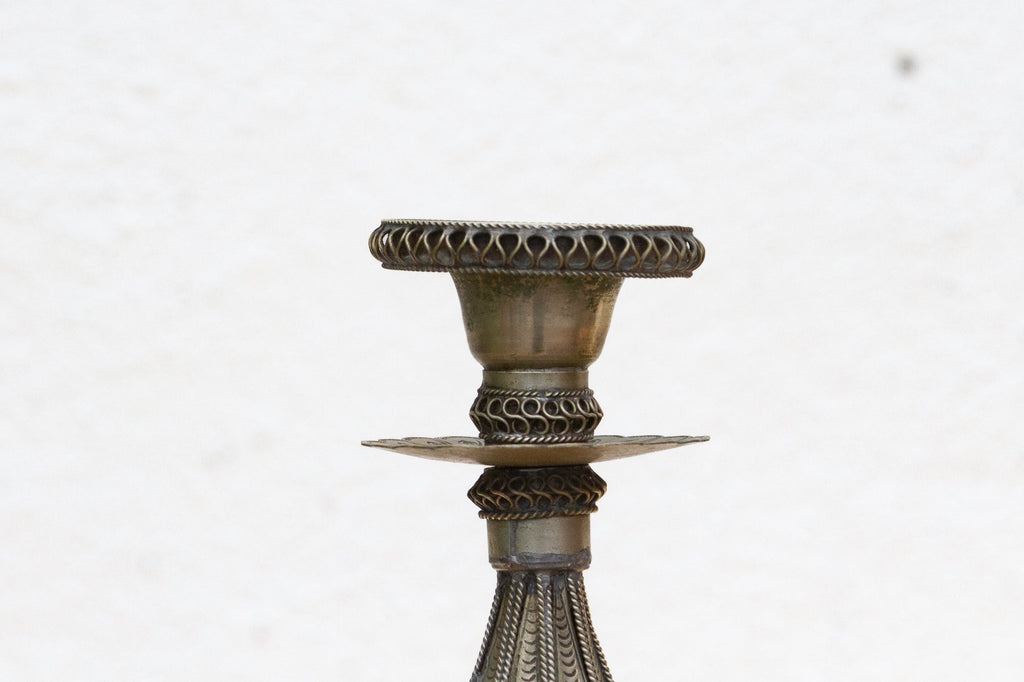 Pair of Ornate Vintage Tibetan Candleholders