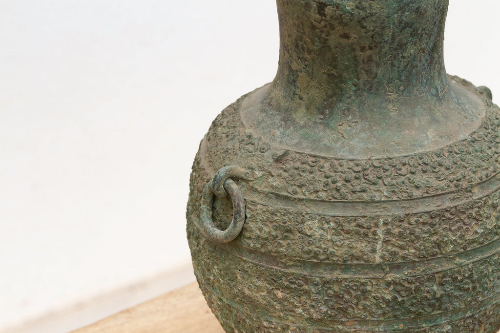Echoes of Han Dynasty Style, Large Engraved Bronze Vase