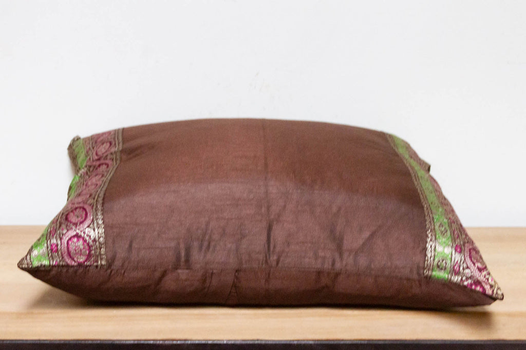 Dark Copper Festive Silk Euro Pillow Cover