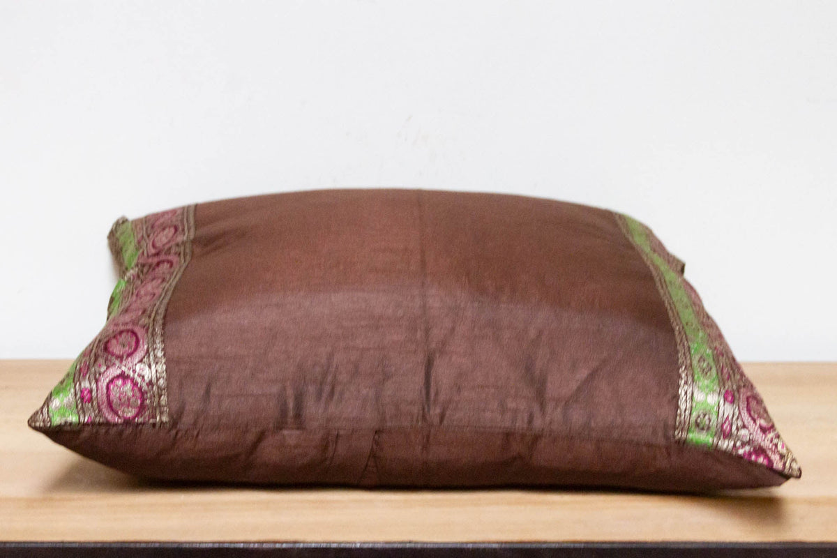 Dark Copper Festive Silk Euro Pillow Cover