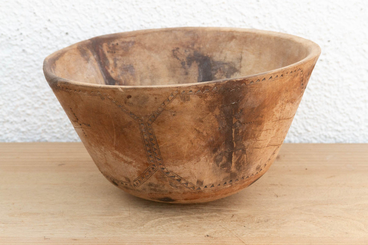 Rare Engraved Wooden African Bowl