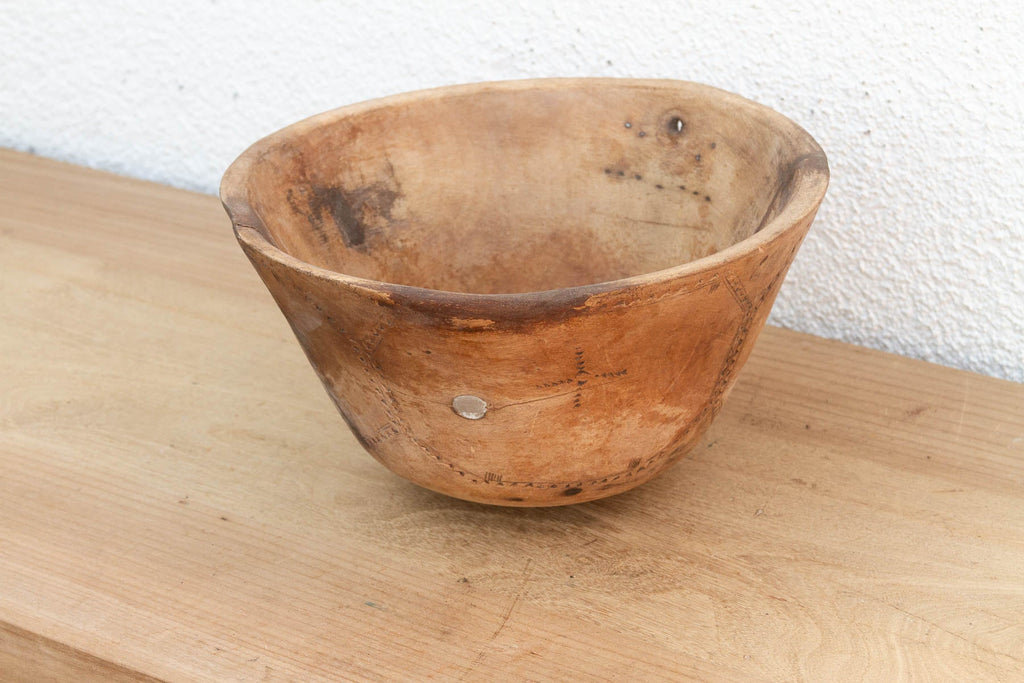 Rare Engraved Wooden African Bowl