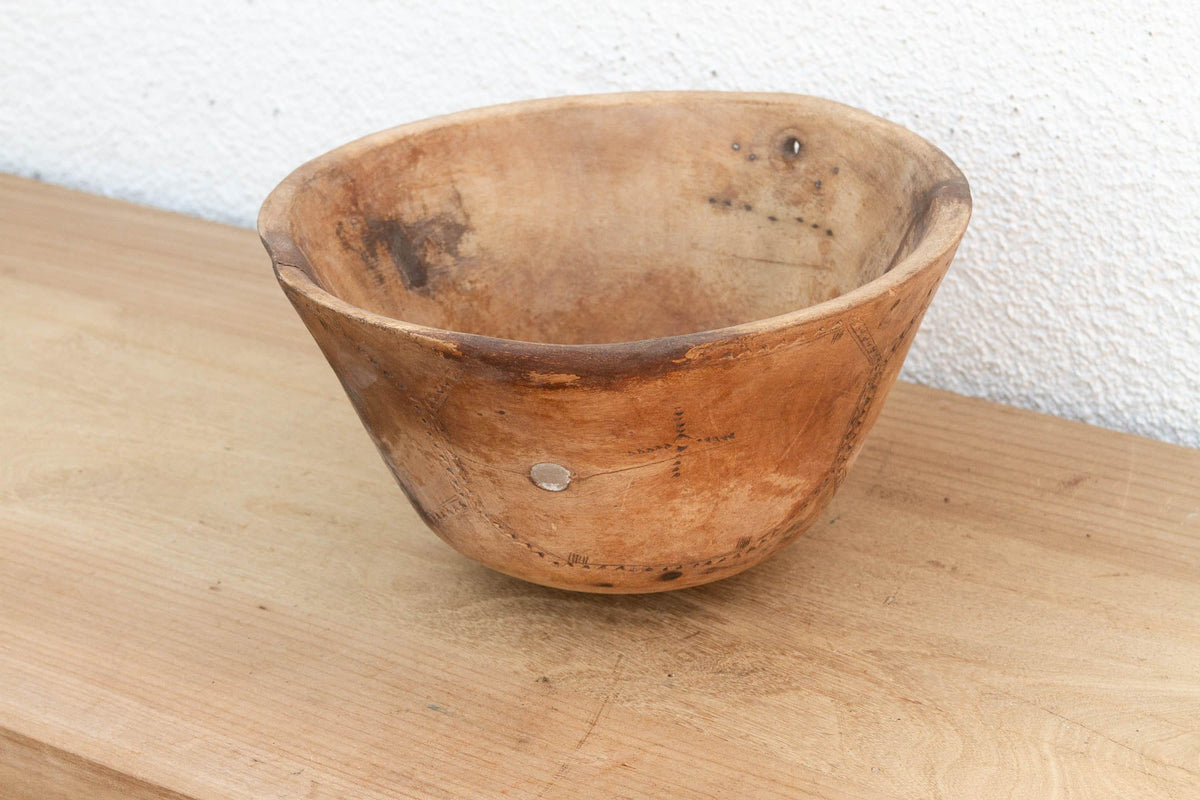 Rare Engraved Wooden African Bowl
