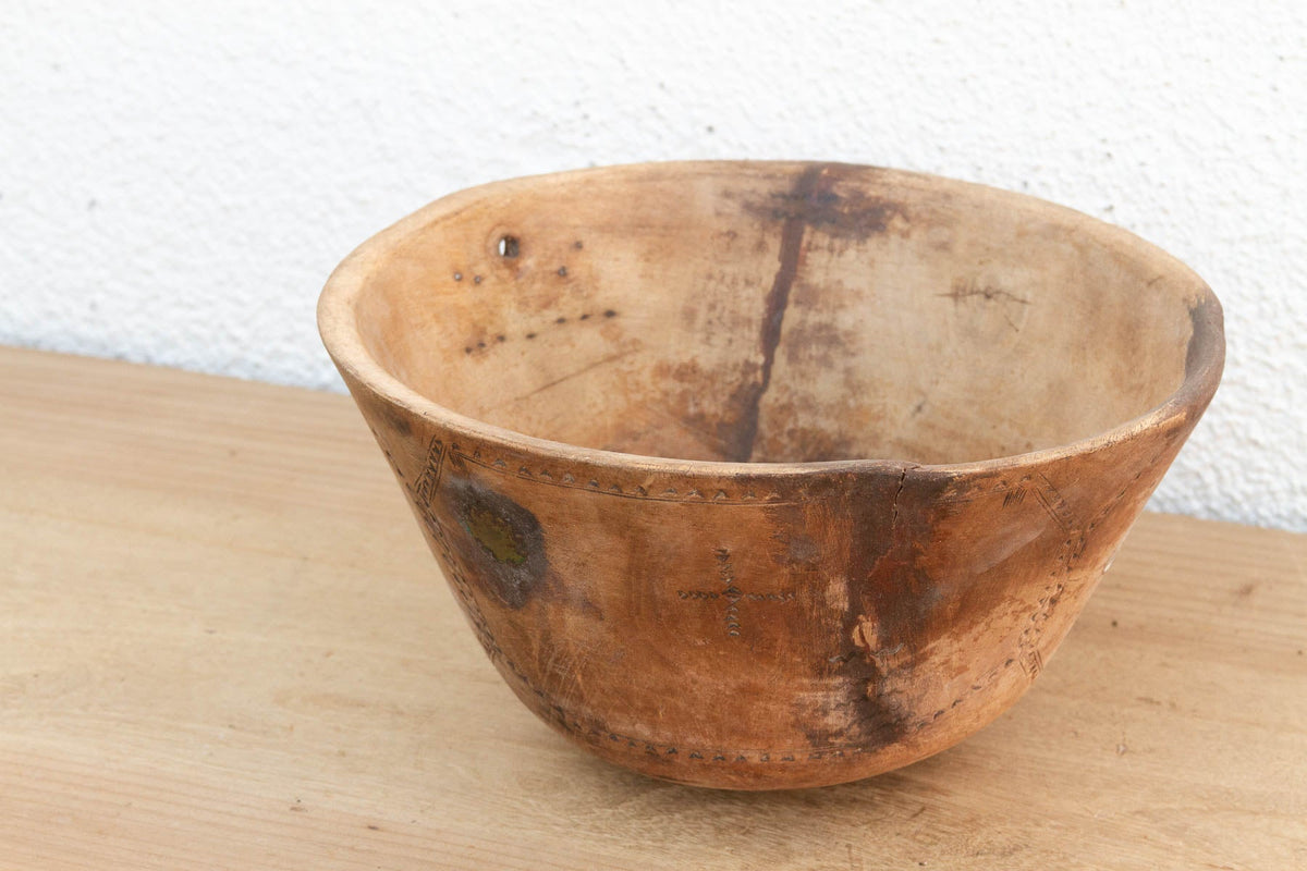 Rare Engraved Wooden African Bowl