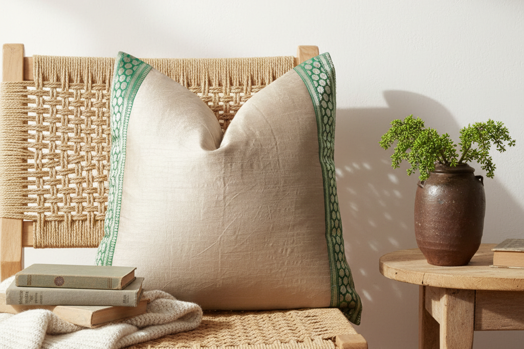 Limestone Festive Silk Euro Pillow Cover