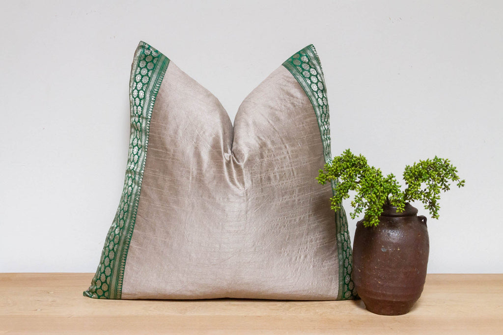 Limestone Festive Silk Euro Pillow Cover