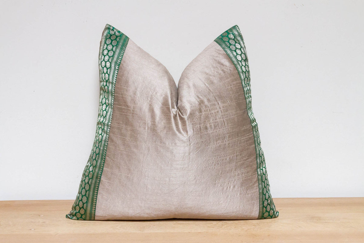 Limestone Festive Silk Euro Pillow Cover