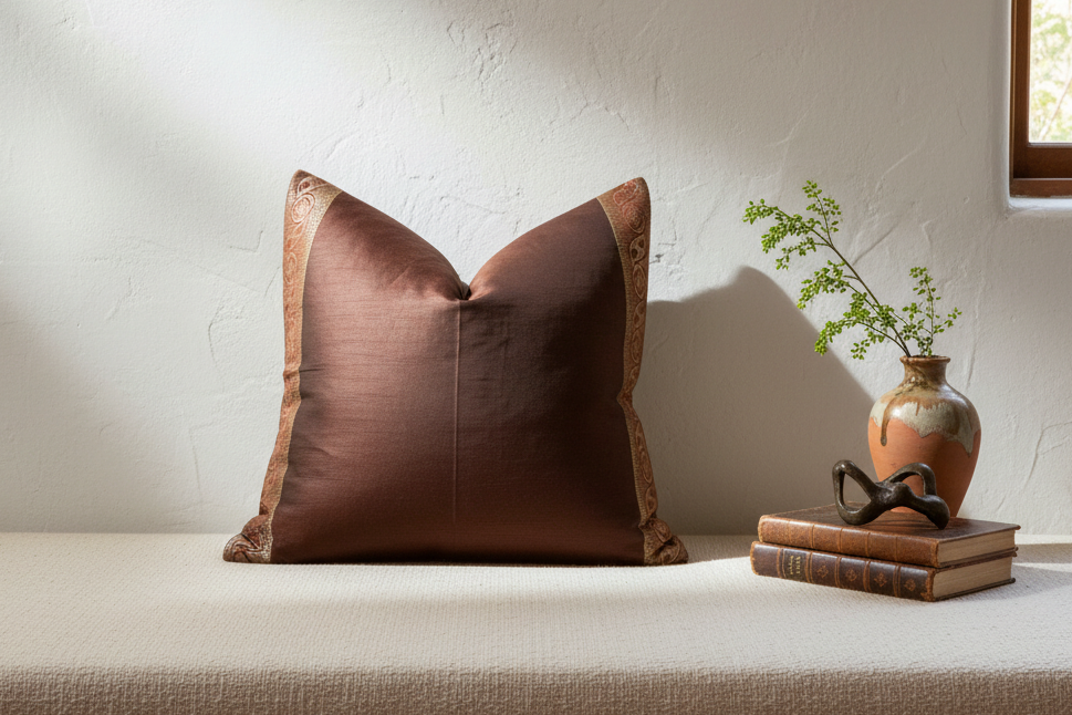 Syrah Festive Silk Euro Pillow Cover