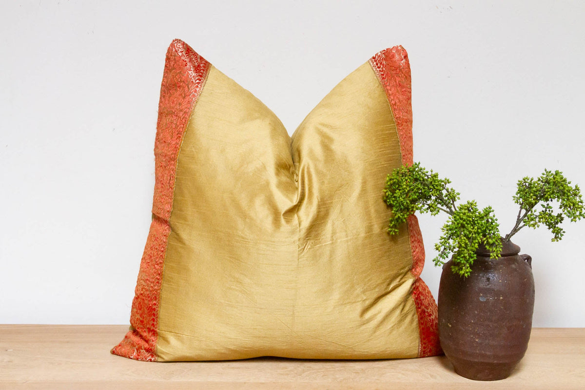 Sunset Gold Festive Silk Euro Pillow Cover
