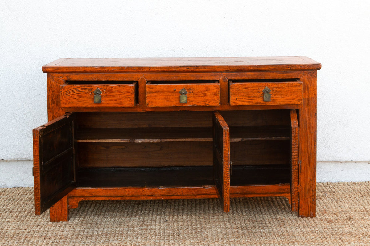Vintage Rust Orange Painted Sideboard