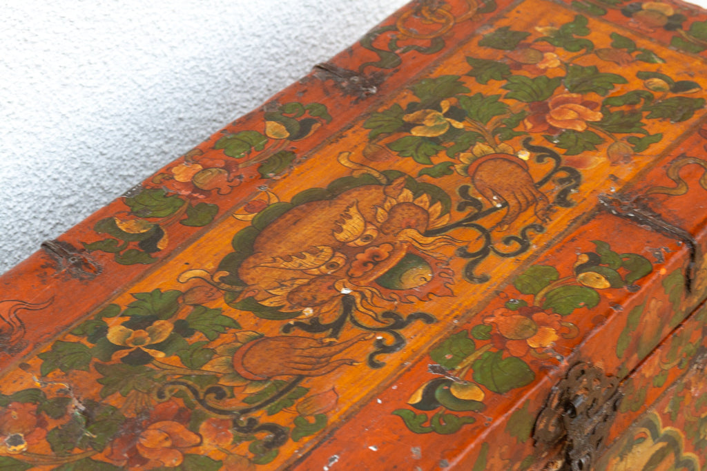 Rare 18th Century Tibetan Hand-Painted Chest