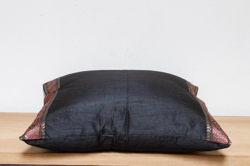Midnight Black Festive Silk Euro Pillow Cover