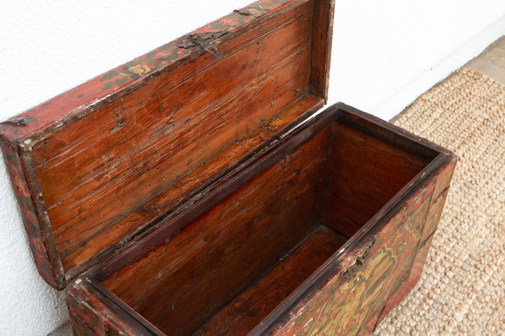 Rare 18th Century Tibetan Hand-Painted Chest