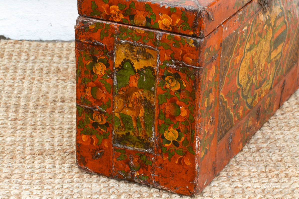 Rare 18th Century Tibetan Hand-Painted Chest